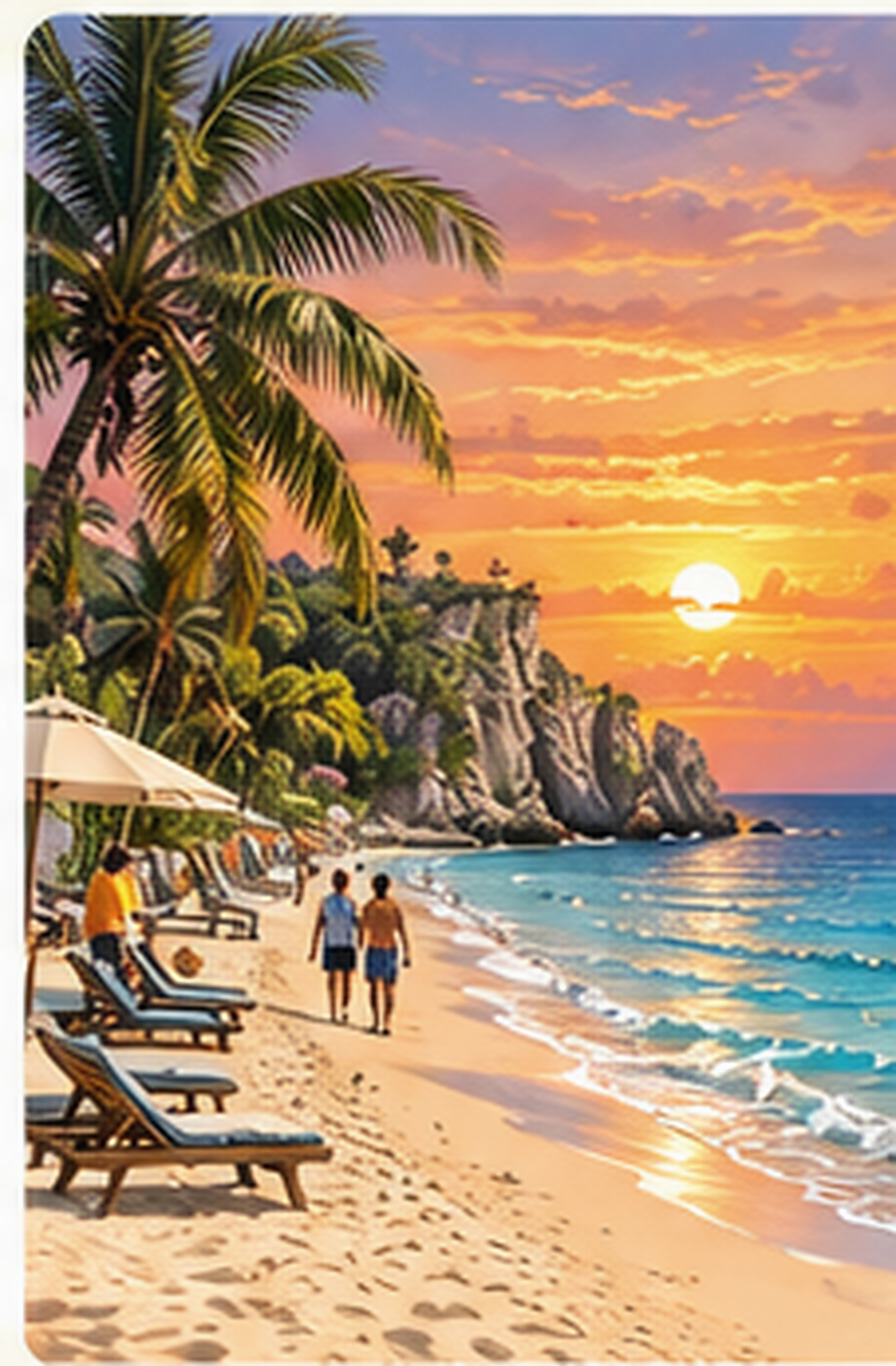 Original illustrated view of Negril Seven Mile Beach, Westmoreland
